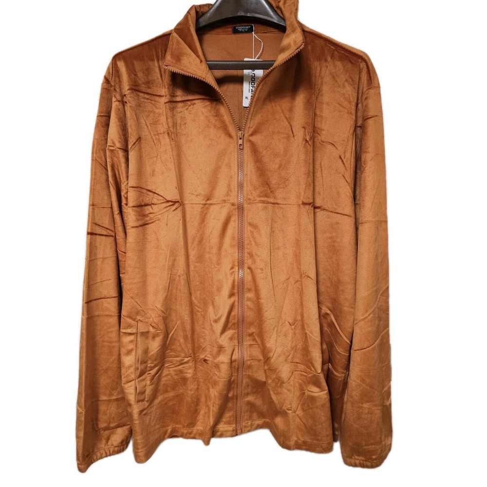 NWT COOFANDY Men's Lightweight Velour Shirt Jacket Long Sleeve‎ Full Zip XL